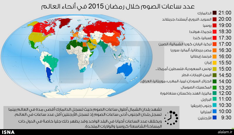 مسلمانان در کشورهای مختلف جهان چند ساعت روزه می گیرند