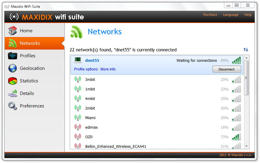 اتصال به شبکه های وایفای با Maxidix Wifi Suite